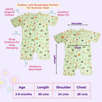 Maaiee baby romper size chart showing measurements