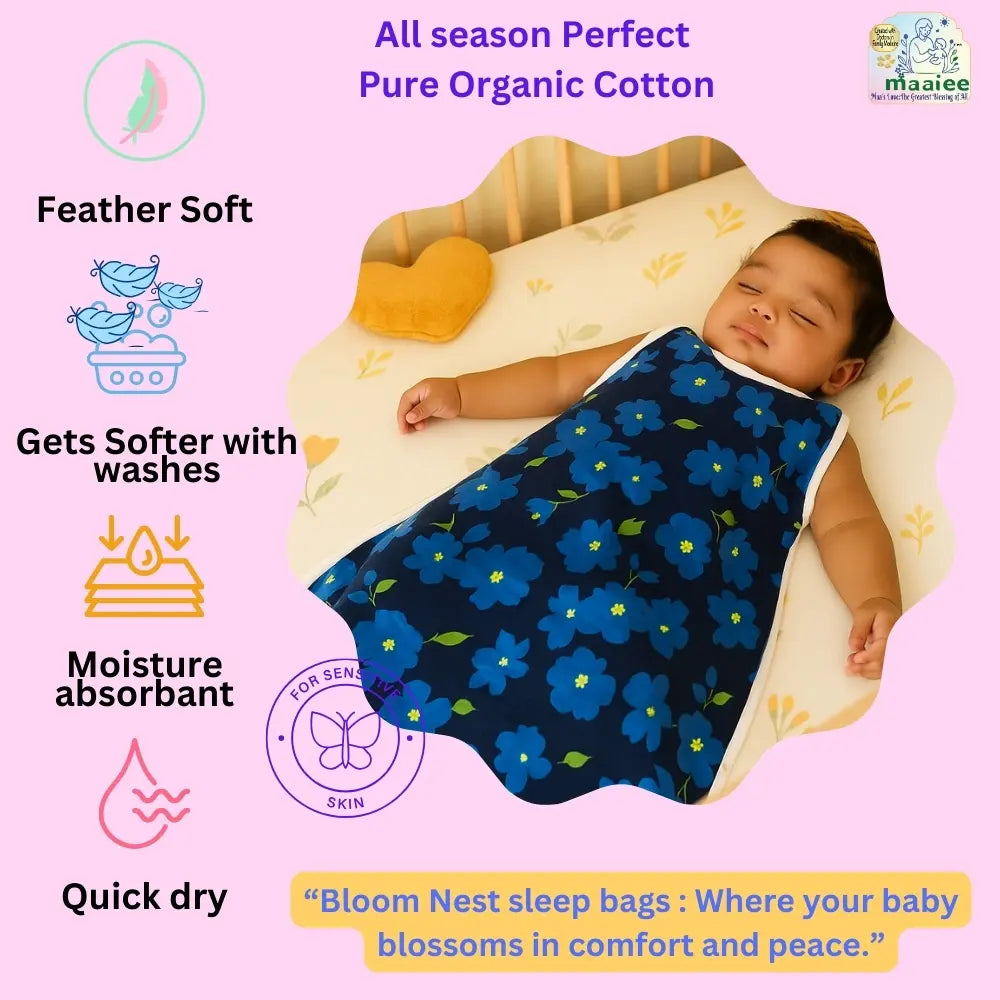 Maaiee sleep bag with the Little Blossoms print crafted for light and comfortable sleep