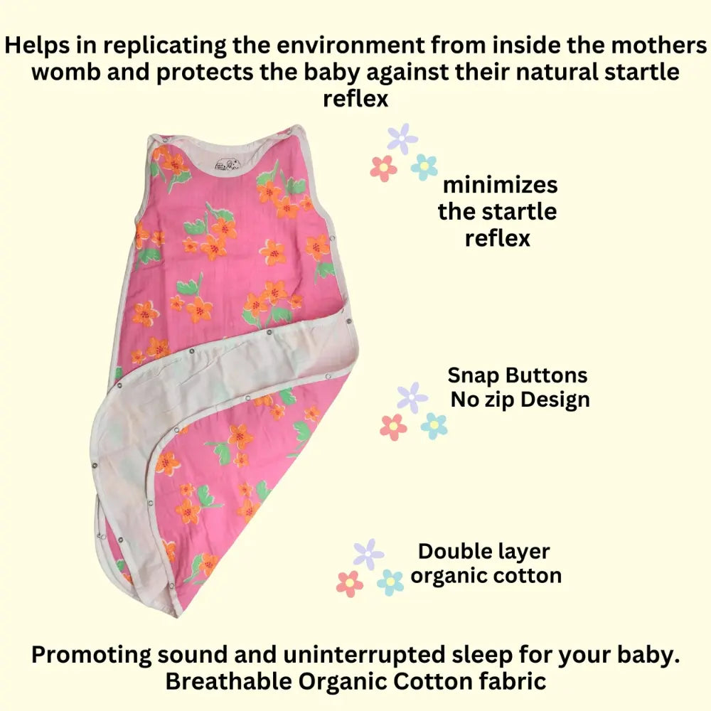 Maaiee Pink Flounder sleep bag created with womb-like softness for easy baby relaxation