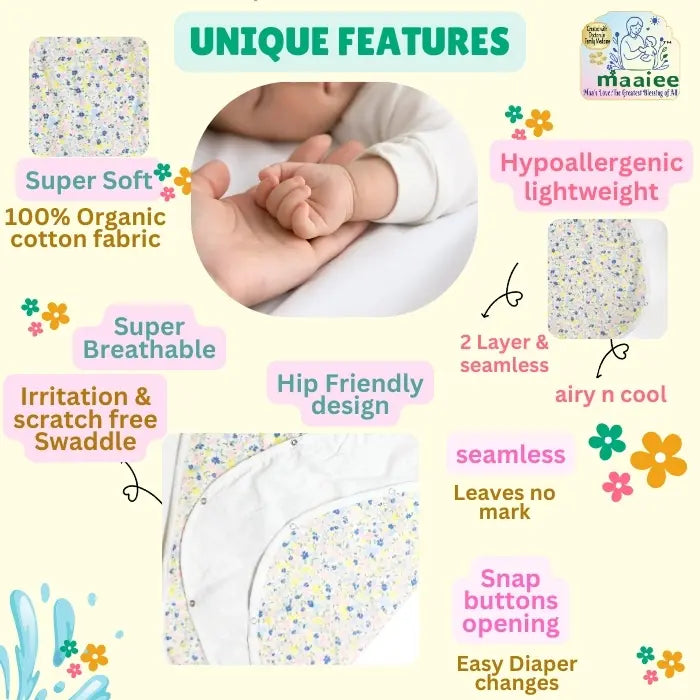 Diaper friendly maaiee sky bloom sleep bag with comfortable movement