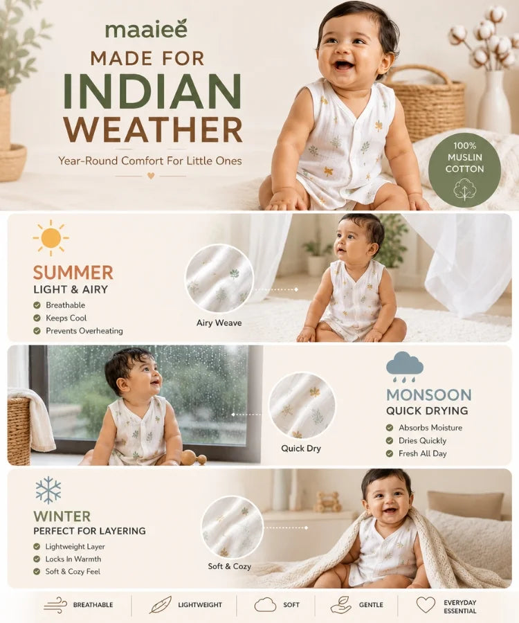 Maaiee newborn bath and comfort set featuring a breathable muslin swaddle and soft bath essentials.