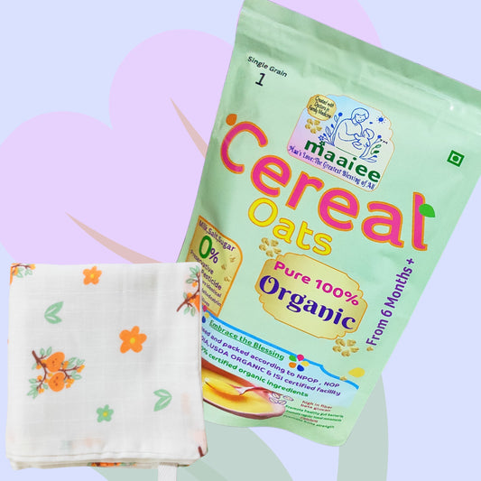 Organic Oats Cereal + Muslin Wipe/Burp Cloth