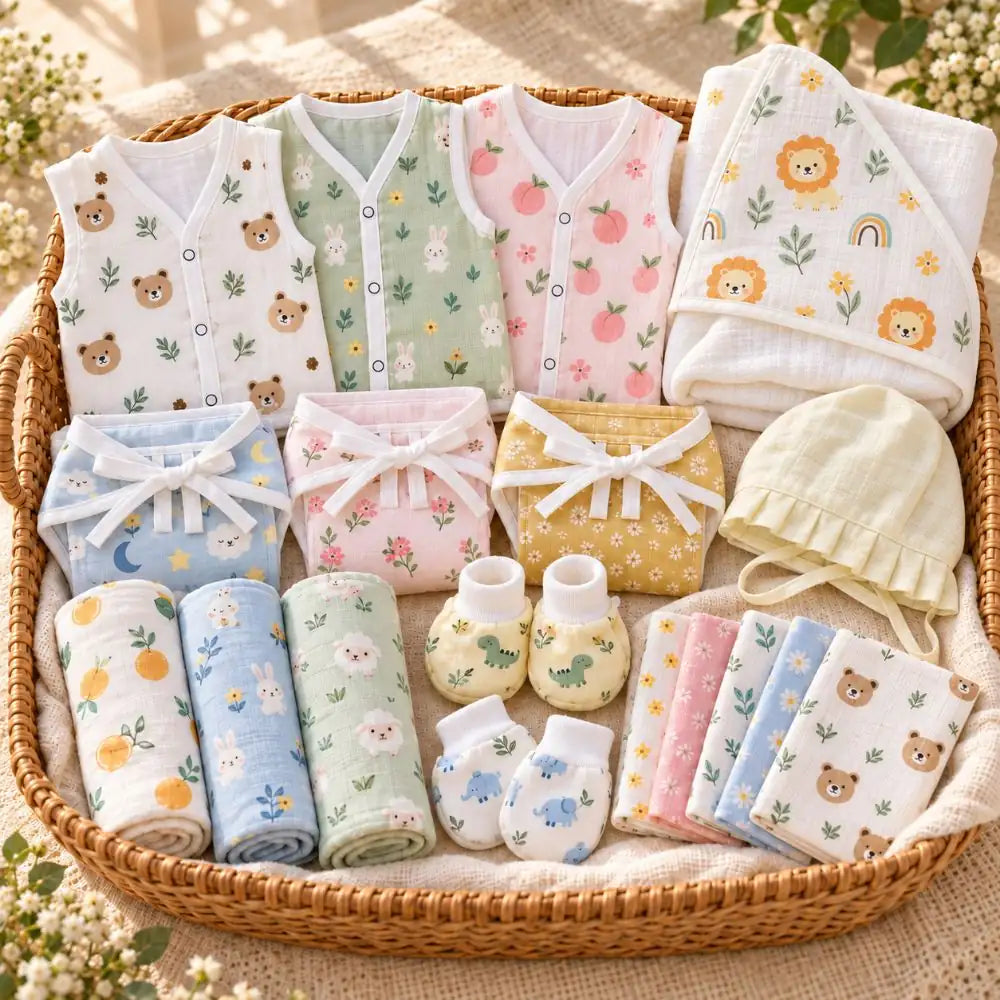 Newborn Clothing, Swaddle & Bath Essentials Gift Set | Maaiee
