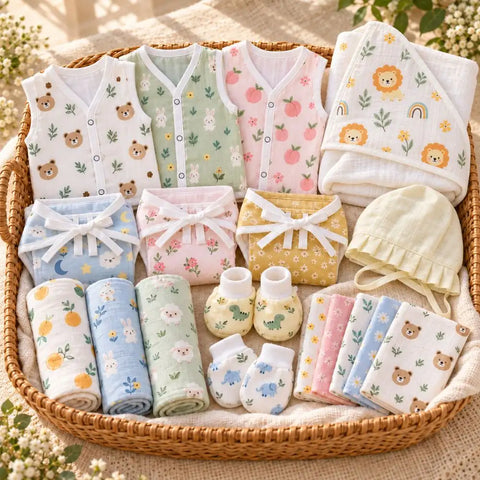 Newborn Clothing, Swaddle & Bath Essentials Gift Set | Maaiee