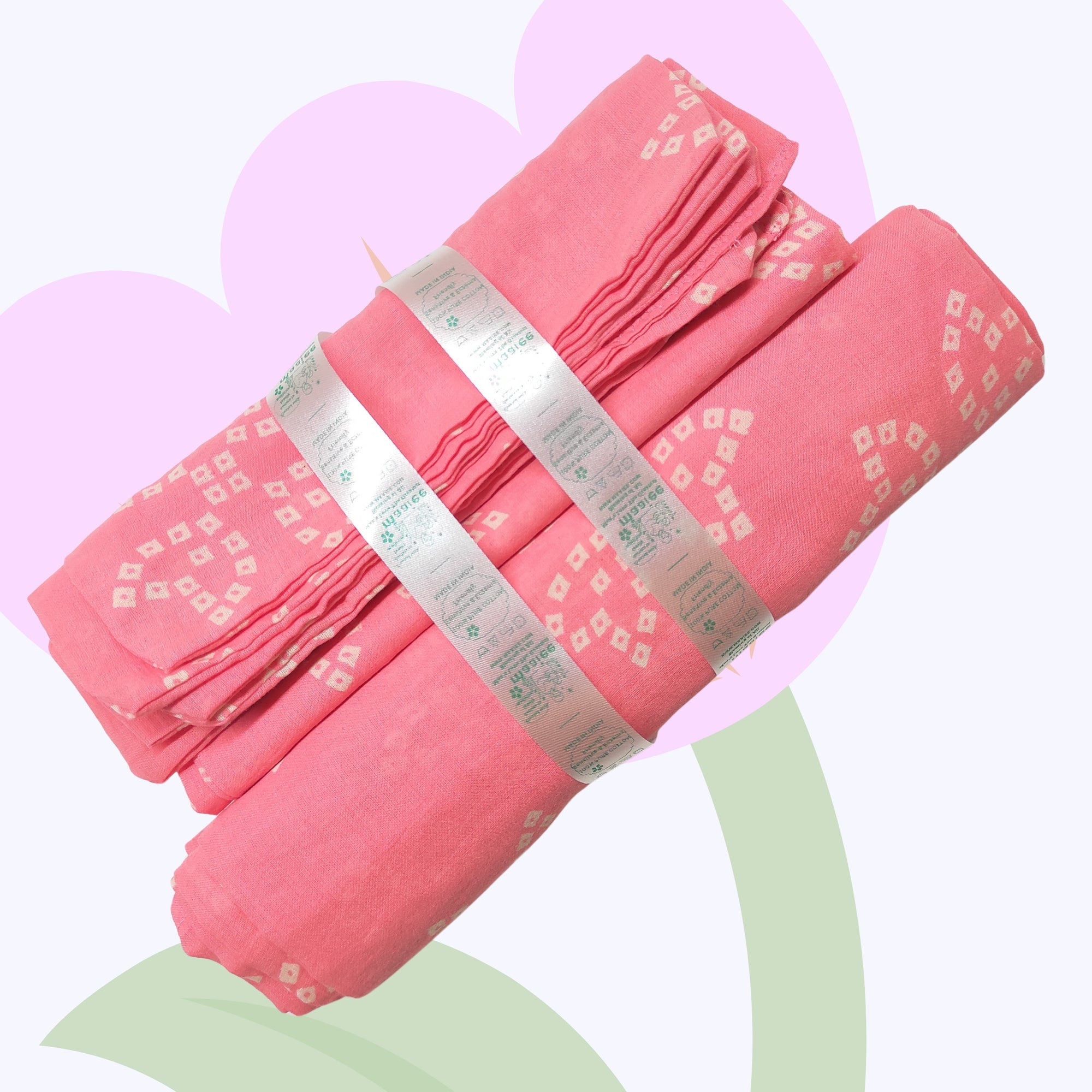 Mulmul Baby Swaddle & Wash Cloth Set [Rosebud Blossoms] | Premature Babies' Swaddle