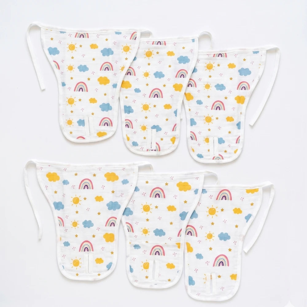 Maaiee pack of six reusable muslin nappies made from soft cotton mulmul fabric for breathable comfort