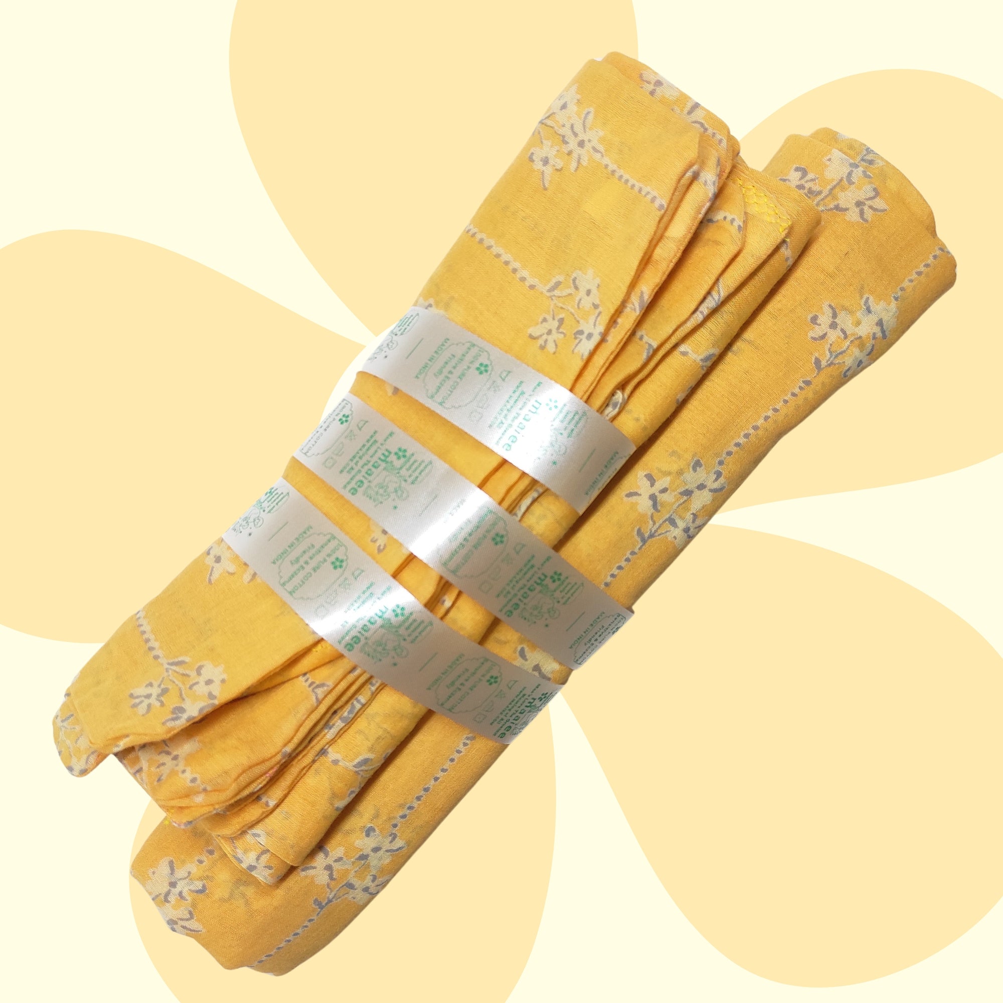 Mulmul Baby Swaddle & Wash Cloth Set [Golden Hugs]  | Premature Babies' Swaddle